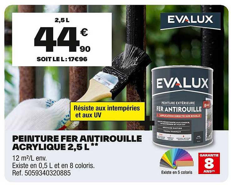PEINTURE FER ANTIROUILLE ACRYLIQUE 2,5 L