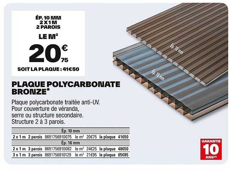 PLAQUE POLYCARBONATE BRONZE*