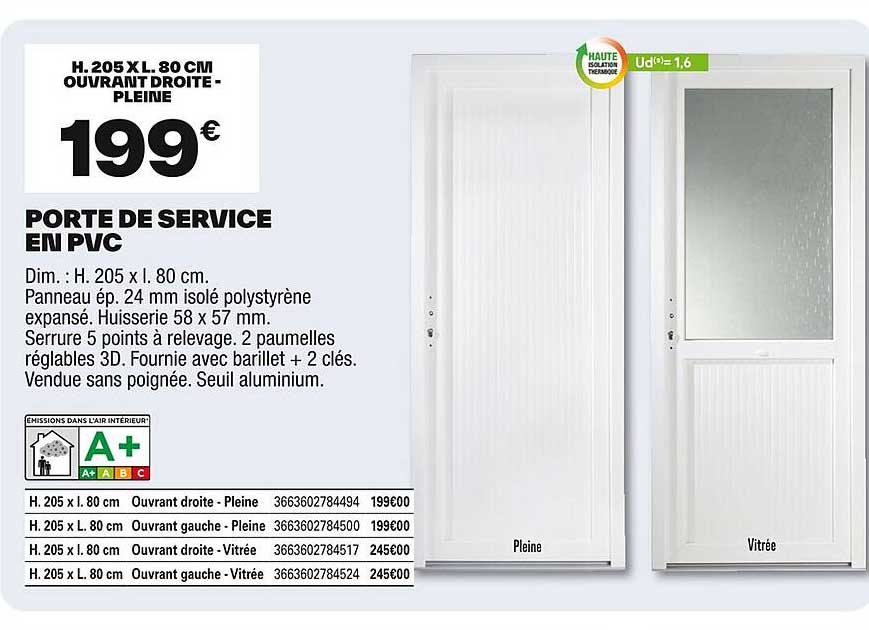 PORTE DE SERVICE EN PVC