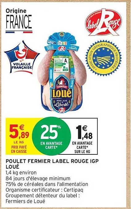 Poulet Fermier Label Rouge IGP Loué