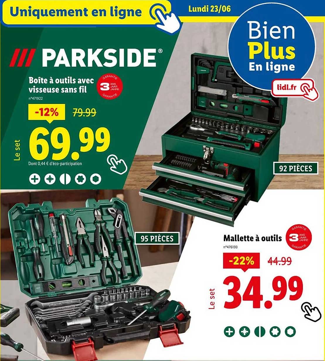 Promotion sur la boîte à outils Parkside et la mallette à outils