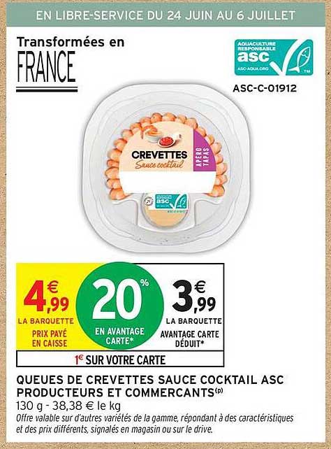 Queues de crevettes sauce cocktail ASC producteurs et commerçants