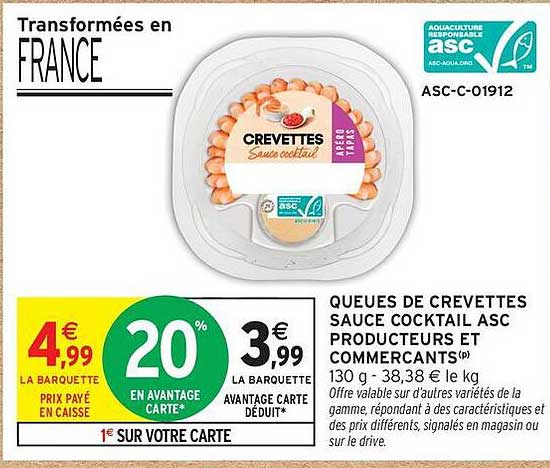QUEUES DE CREVETTES SAUCE COCKTAIL ASC PRODUCTEURS ET COMMERCANTS