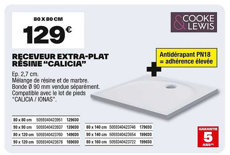 Receveur extra-plat résine "Calicia"