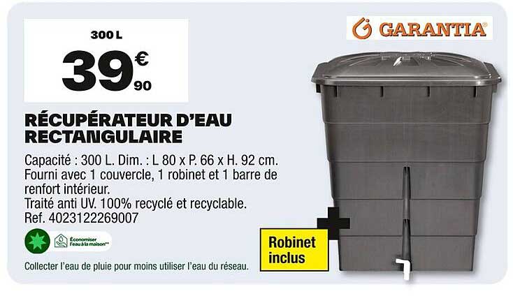 RÉCUPÉRATEUR D'EAU RECTANGULAIRE