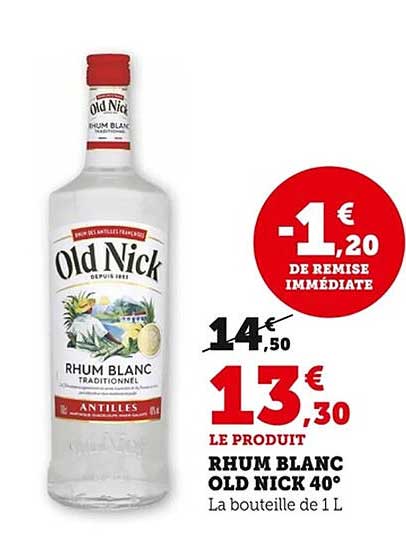 RHUM BLANC OLD NICK 40°