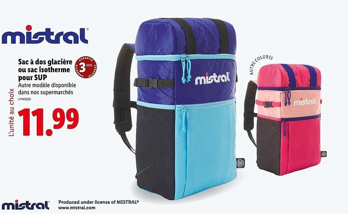 Sac à dos glacière ou sac isotherme pour SUP