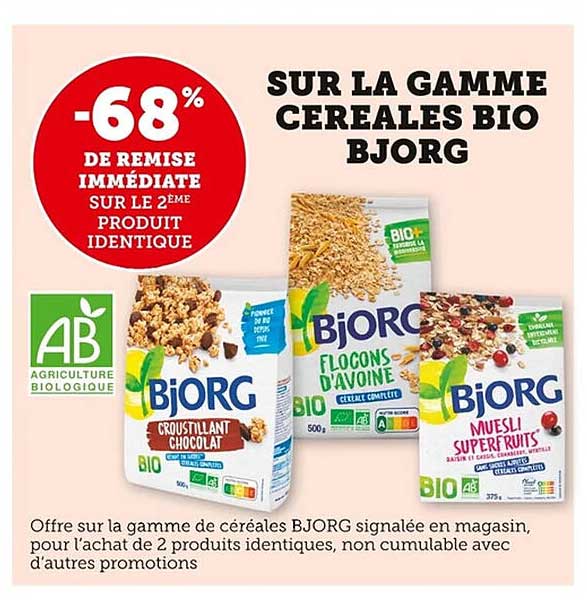 SUR LA GAMME CEREALES BIO BJORG