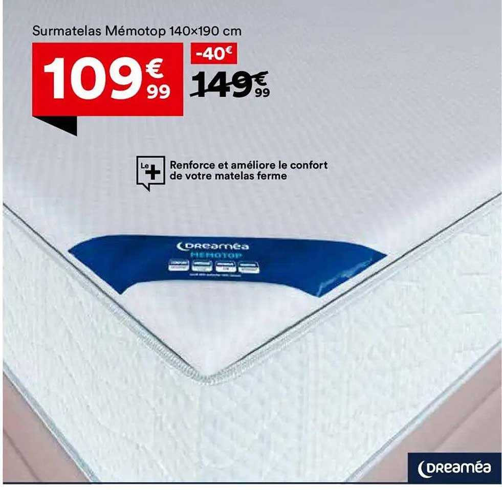 Surmatelas Mémotop 140x190 cm