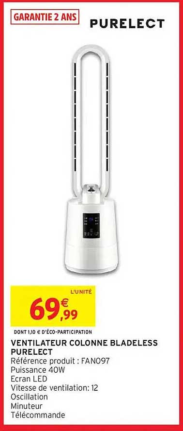 VENTILATEUR COLONNE BLADELESS PURELECT