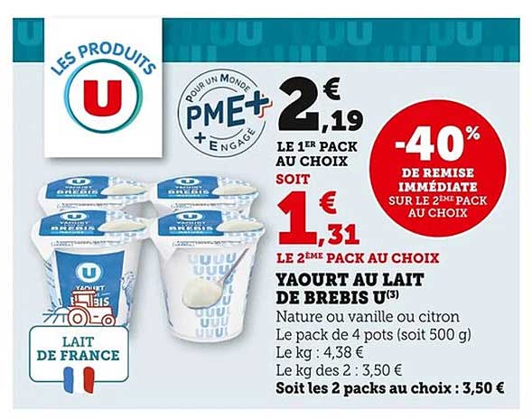YAOURT AU LAIT DE BREBIS U