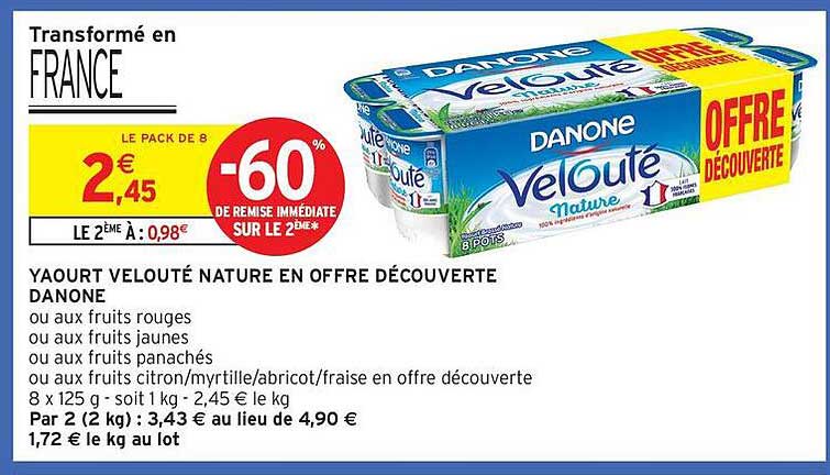 YAOURT VELOUTÉ NATURE EN OFFRE DÉCOUVERTE DANONE