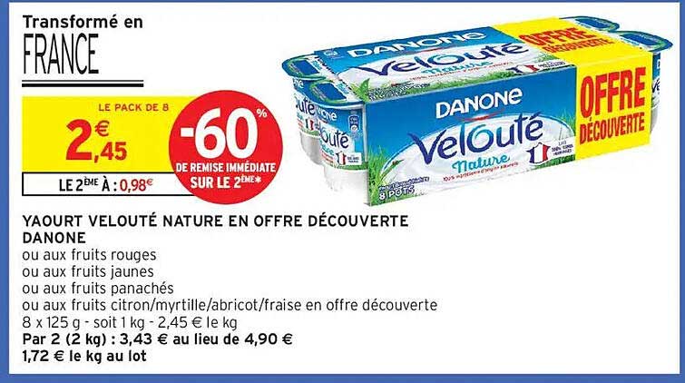 YAOURT VELOUTÉ NATURE EN OFFRE DÉCOUVERTE DANONE