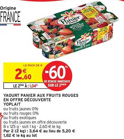 YOGOURT PANIER AUX FRUITS ROUGES EN OFFRE DÉCOUVERTE YOPLAIT