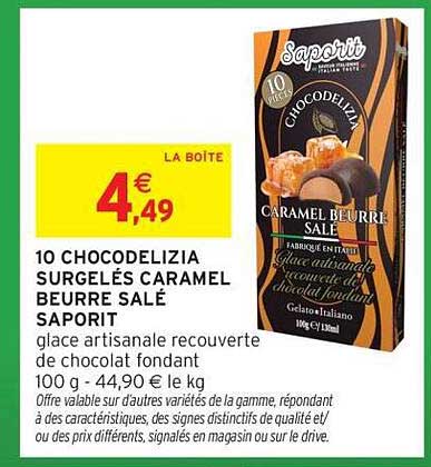 10 CHOCODELIZIA SURGELÉS CARAMEL BEURRE SALÉ SAPORIT
