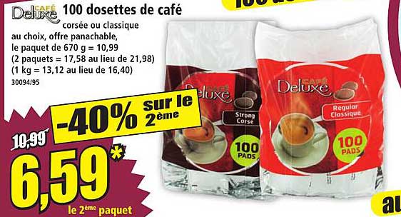 100 dosettes de café corsée ou classique