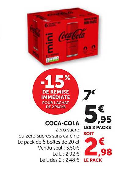 -15% DE REMISE IMMÉDIATE POUR L'ACHAT DE 2 PACKS