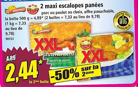 2 maxi escalopes panées