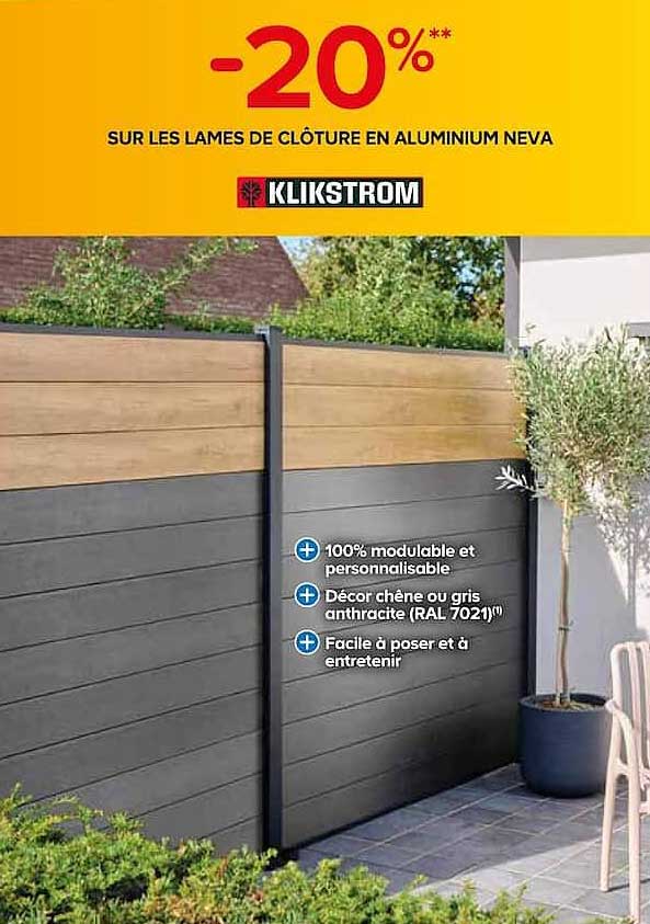 -20%** SUR LES LAMES DE CLÔTURE EN ALUMINIUM NEVA