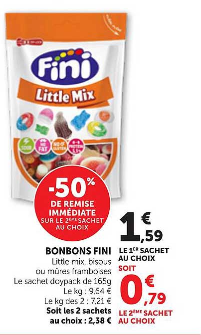 -50% DE REMISE IMMÉDIATE SUR LE 2ÈME SACHET AU CHOIX