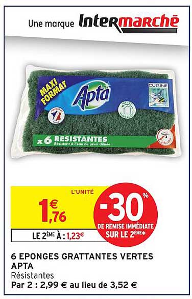 6 EPONGES GRATTANTES VERTES APTA