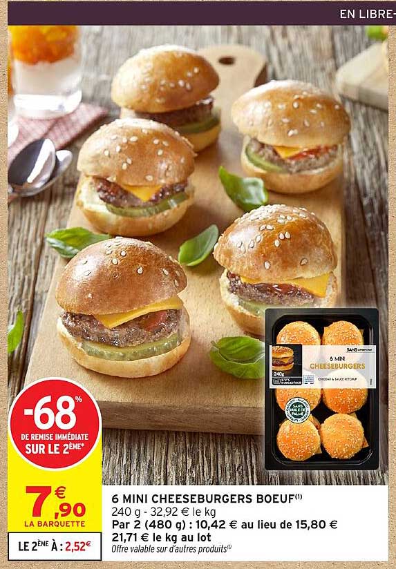 6 MINI CHEESEBURGERS BOEUF