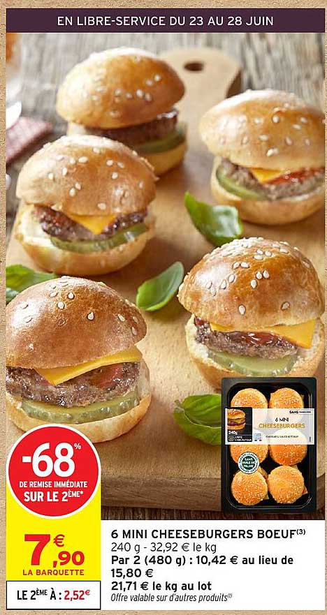 6 MINI CHEESEBURGERS BOEUF