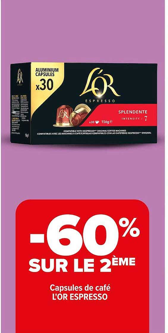 -60% SUR LE 2ÈME Capsules de café L'OR ESPRESSO