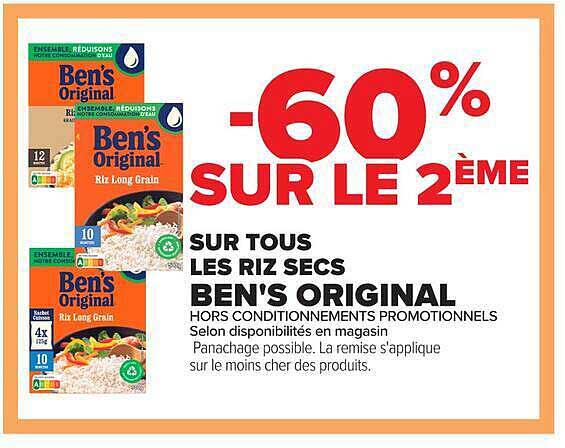 -60% SUR LE 2ÈME SUR TOUS LES RIZ SECS BEN'S ORIGINAL
