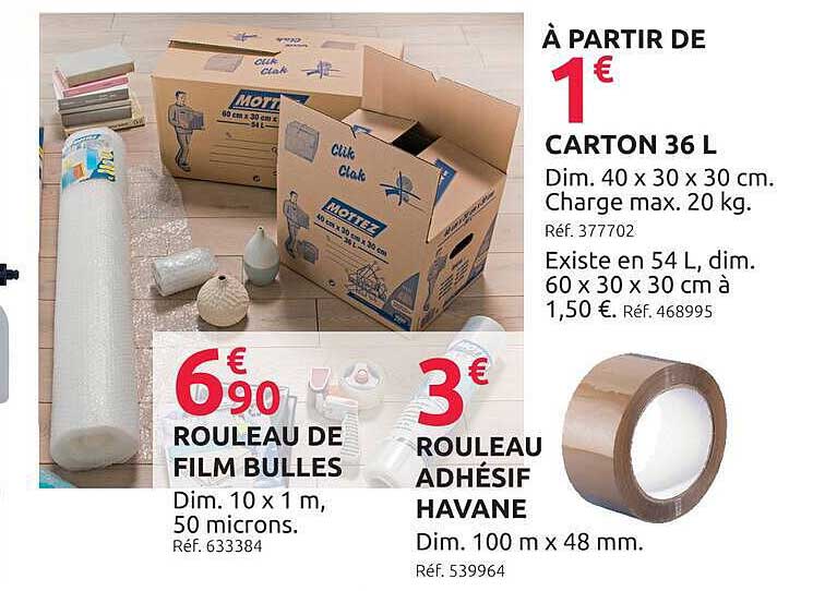 À PARTIR DE 1€ CARTON 36 L