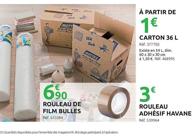 À PARTIR DE 1€ CARTON 36 L