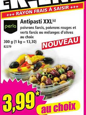 Antipasti XXL(c) poivrons farcis, poivrons rouges et verts farcis ou mélanges d'olives au choix