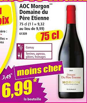 AOC Morgon** Domaine du Père Etienne 75 cl (1 l = 9,32 au lieu de 9,99)