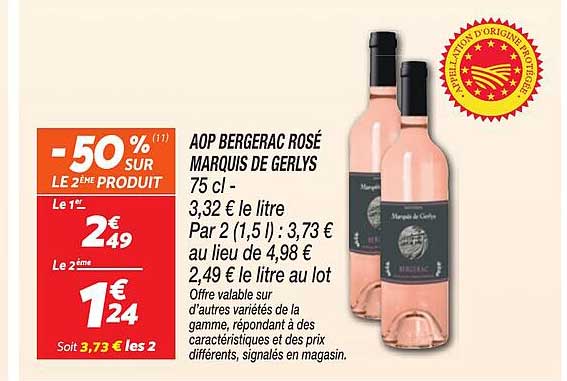 AOP BERGERAC ROSÉ MARQUIS DE GERLYS 75 cl