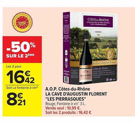 A.O.P. Côtes-du-Rhône LA CAVE D'AUGUSTIN FLORENT "LES PIERRASQUES"