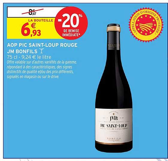 AOP PIC SAINT-LOUP ROUGE JM BONFILS