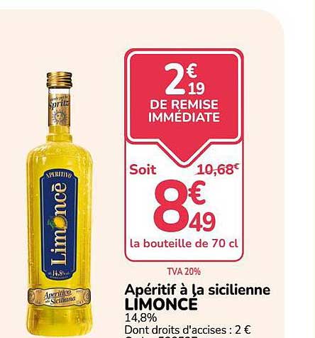 Apéritif à la sicilienne LIMONCÉ 14,8%