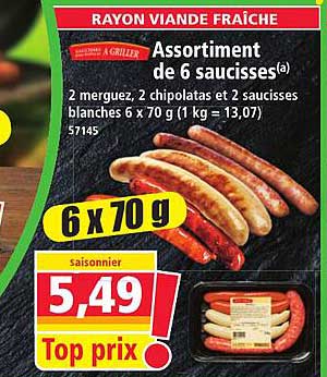 Assortiment de 6 saucisses(a)