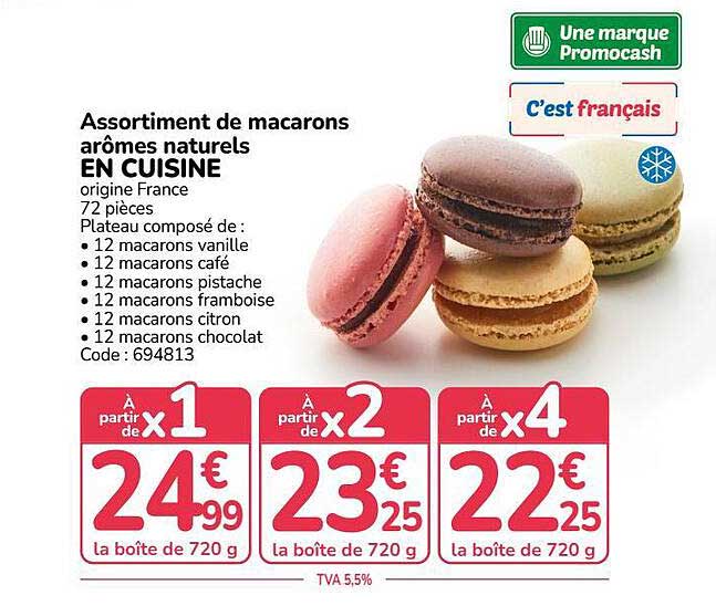 Assortiment de macarons arômes naturels EN CUISINE