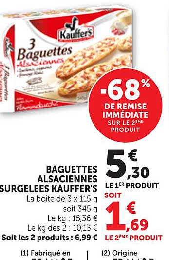 BAGUETTES ALSACIENNES SURGELEES KAUFFER'S