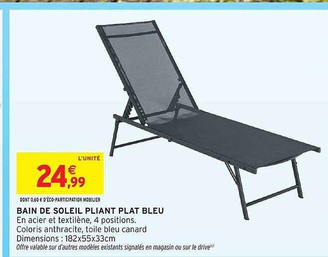BAIN DE SOLEIL PLIANT PLAT BLEU