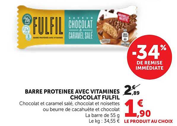 BARRE PROTEINEE AVEC VITAMINES CHOCOLAT FULFIL