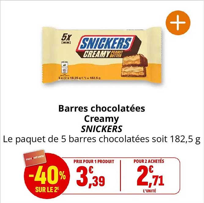 Barres chocolatées Creamy SNICKERS