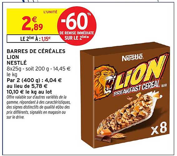 BARRES DE CÉRÉALES LION NESTLÉ