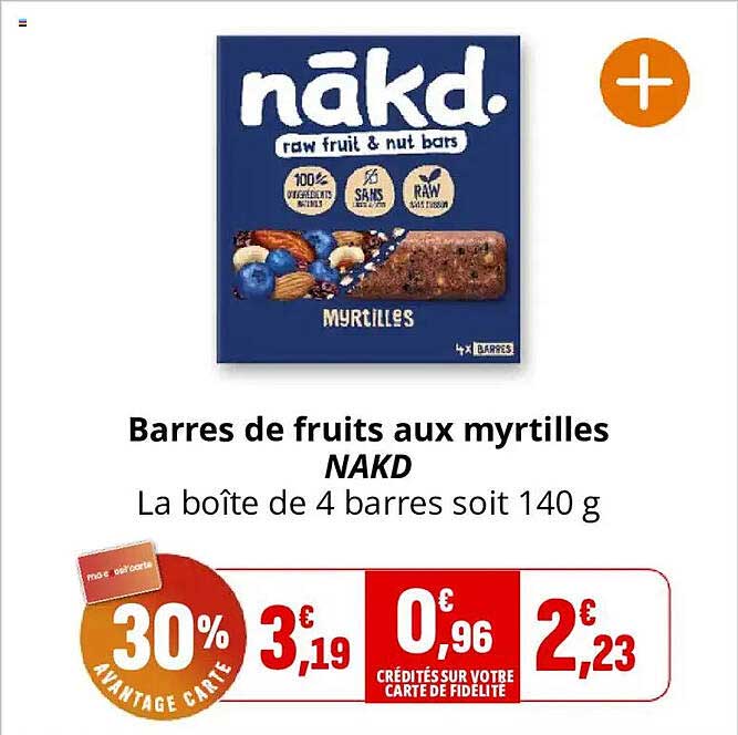 Barres de fruits aux myrtilles NAKD La boîte de 4 barres soit 140 g