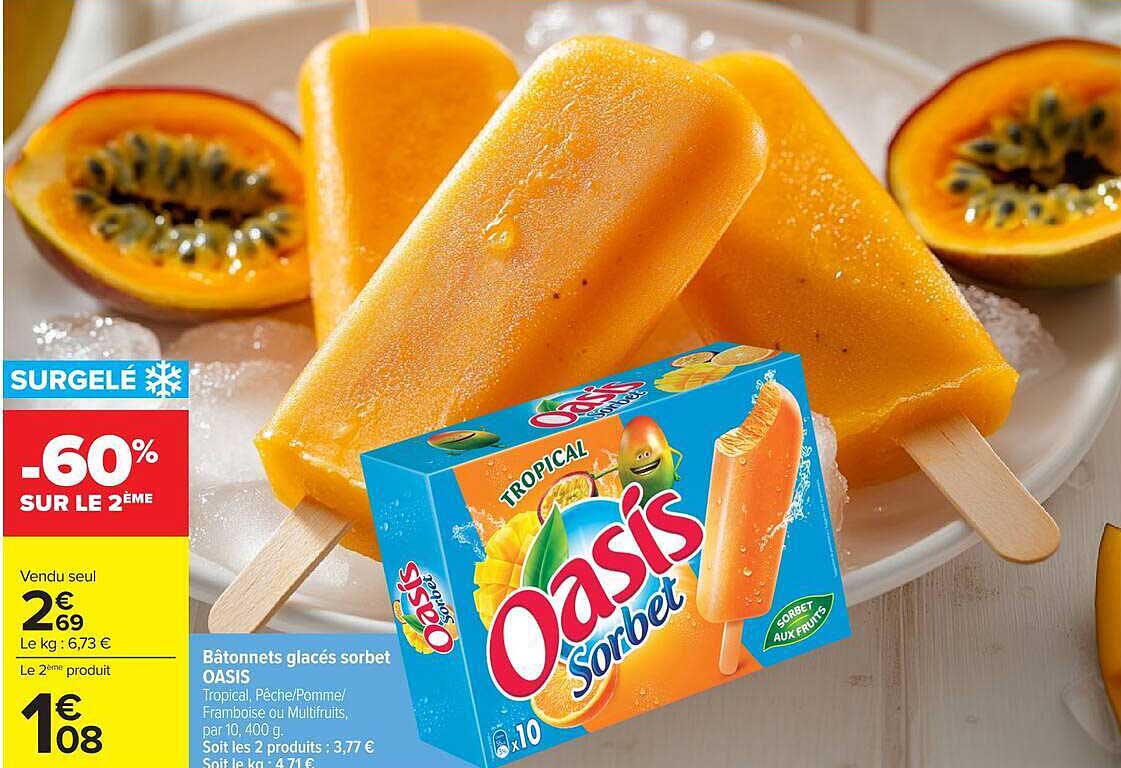 Bâtonnets glacés sorbet OASIS