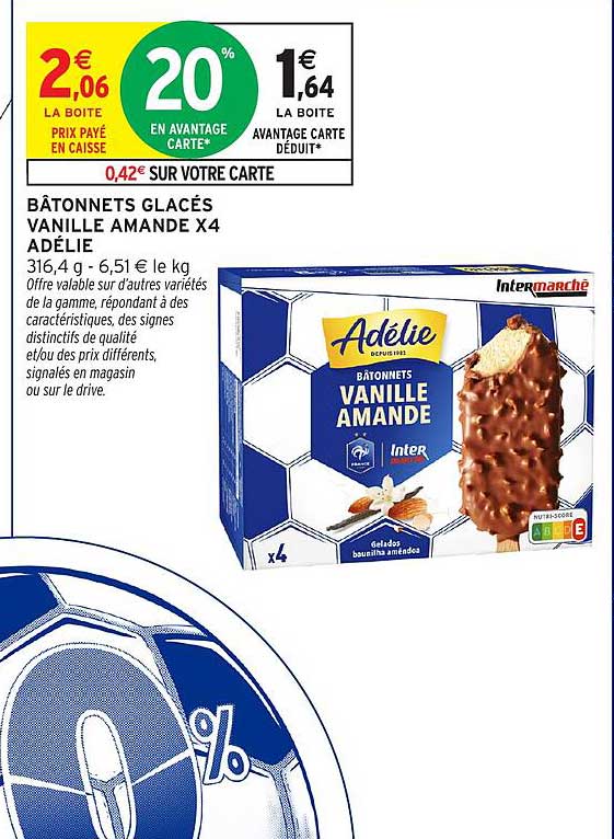 BÂTONNETS GLACÉS VANILLE AMANDE X4 ADÉLIE