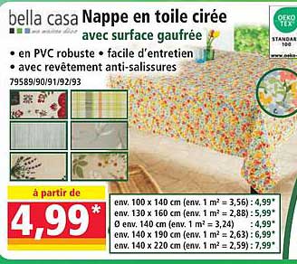 bella casa Nappe en toile cirée avec surface gaufrée