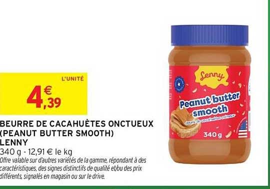 BEURRE DE CACAHUÈTES ONCTUEUX (PEANUT BUTTER SMOOTH) LENNY