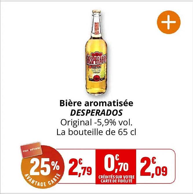 Bière aromatisée DESPERADOS Original - 5,9% vol. La bouteille de 65 cl